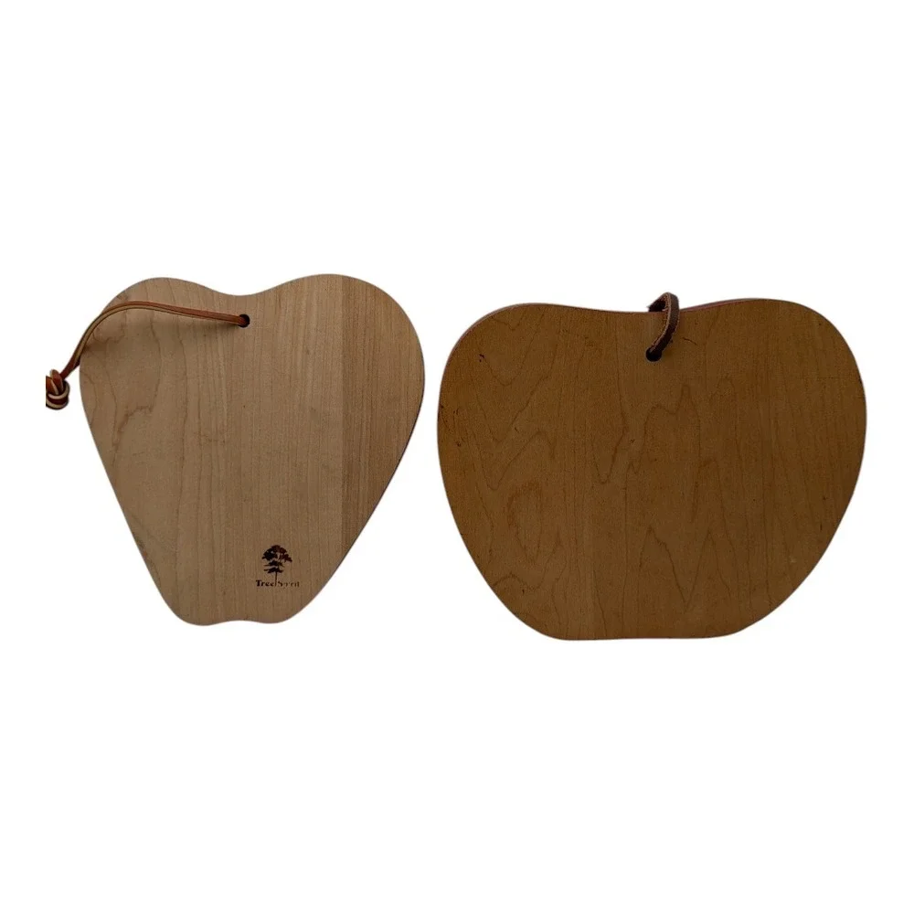 Apple Cutting Board Wooden Small Tree Spirit Cottage Cord Farmhouse Set 2